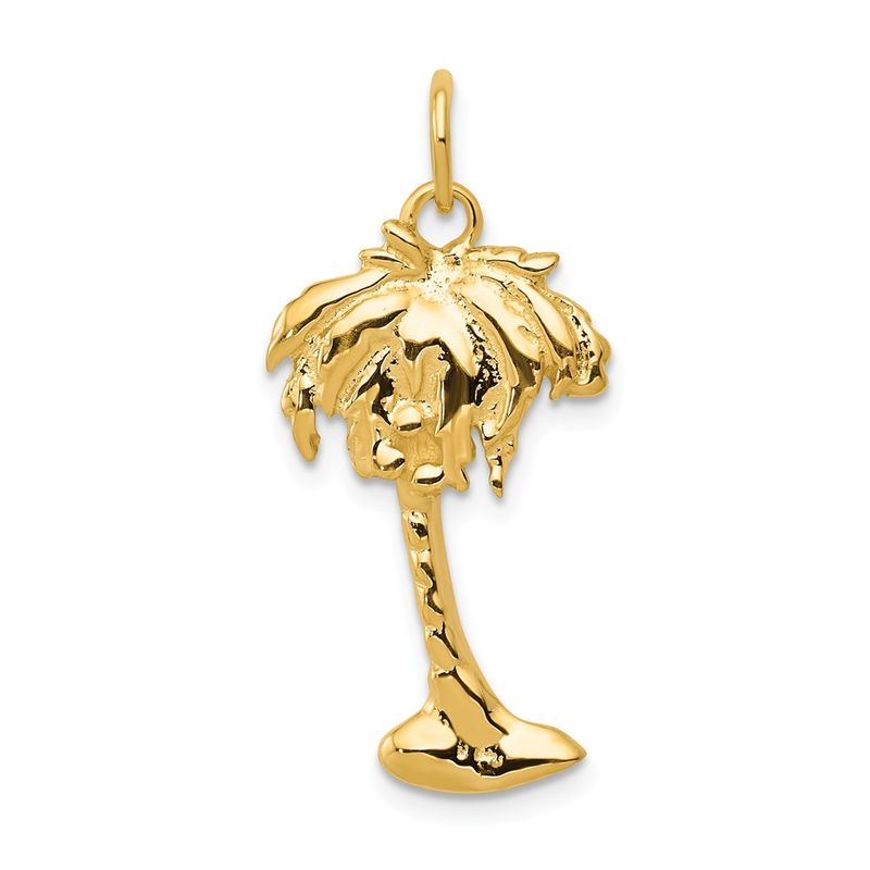 14k Yellow Gold Coconut Palm Tree Necklace - 16 Inch